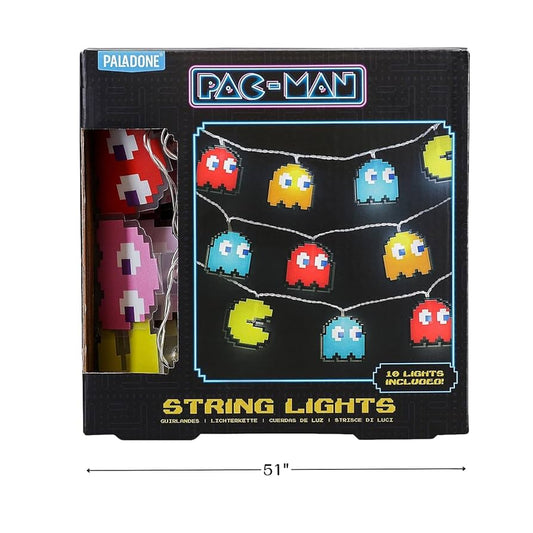 Pac Man String Lights, LED, Retro Arcade Game Room Decor & Lighting