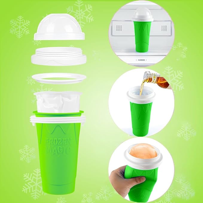 Slush Cups Slushy Maker Cup Slushie Smoothie Machine for Home Kids Portable Milk Drinks and Juices Quick Frozen Smoothies Squeeze