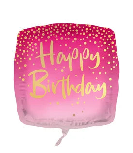 Happy Birthday Square Pink" Foil Balloon 46cm