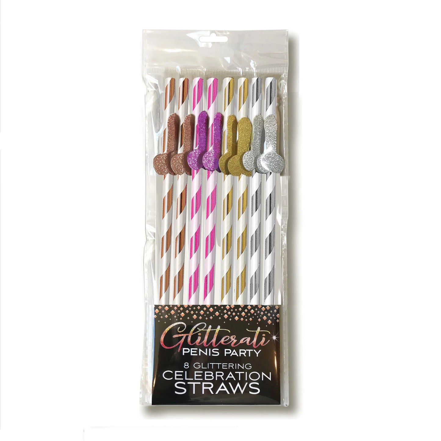 Glittery p party straw