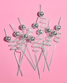 Disco ball fancy straw