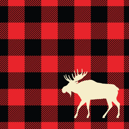 BUFFALO PLAID DEER DINNER NAPKIN