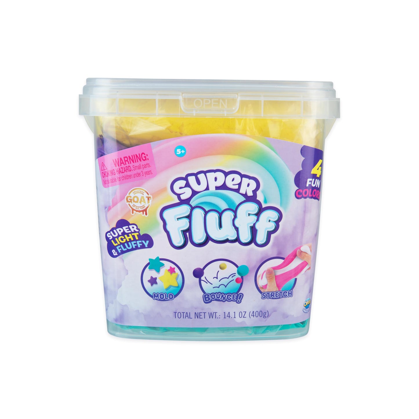 ORB Super Fluff Slimi 4 Pack Bucket Color Set 1 - Yellow, Purple, Pink, Teal