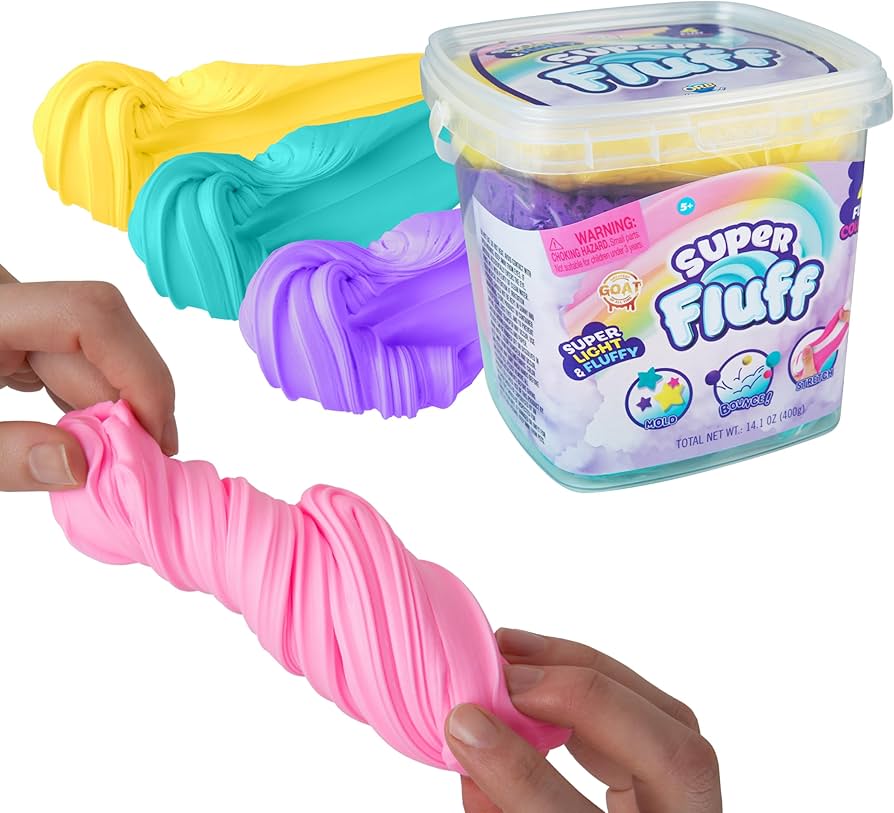 ORB Super Fluff Slimi 4 Pack Bucket Color Set 1 - Yellow, Purple, Pink, Teal