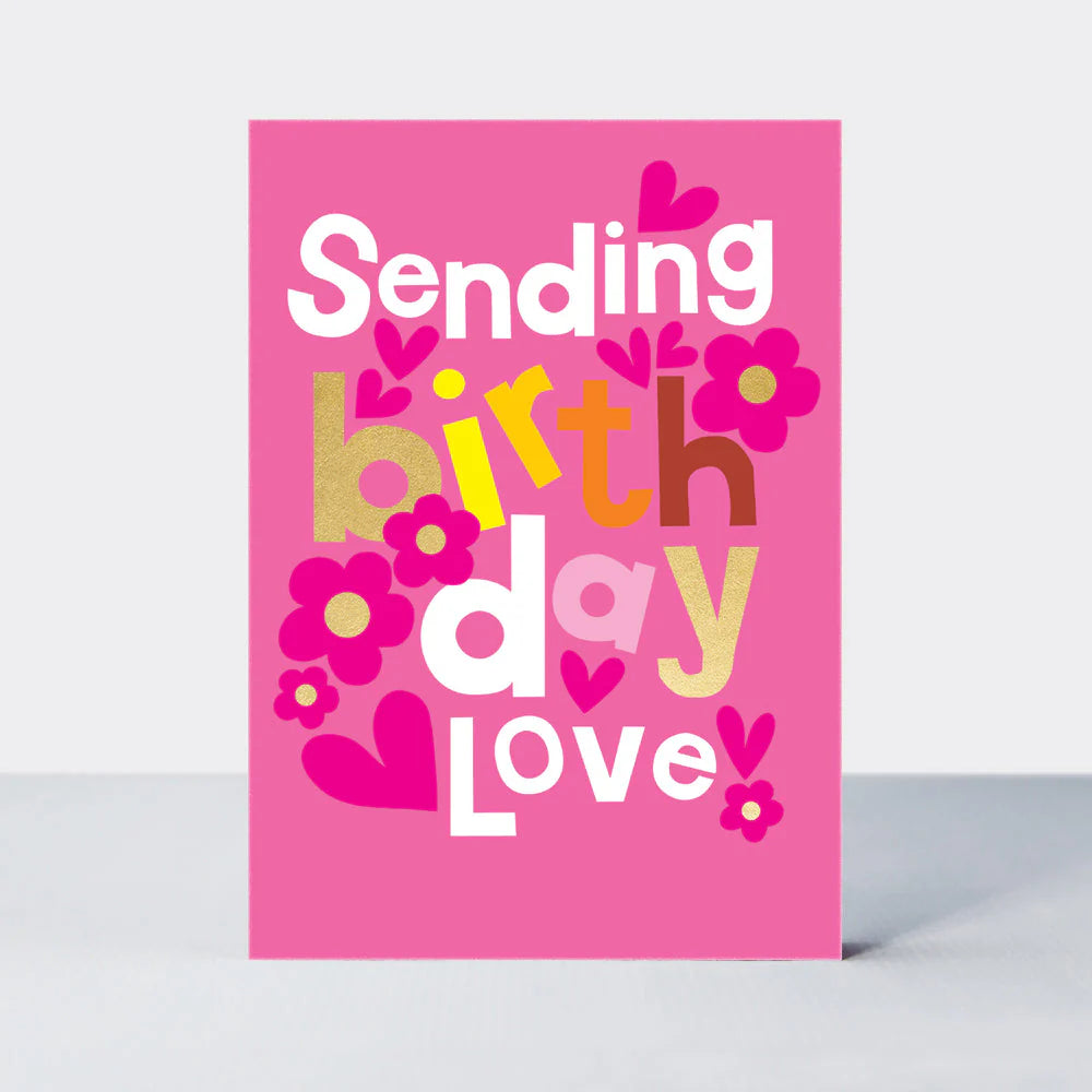 CHECKMATE - SENDING BIRTHDAY LOVE PINK HEARTS - BIRTHDAY CARD