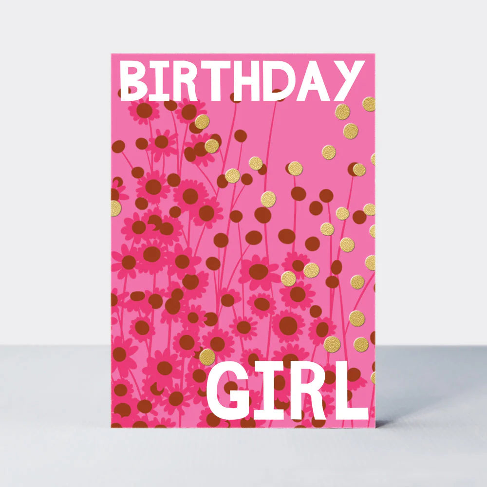 Birthday girl pink daisies card
