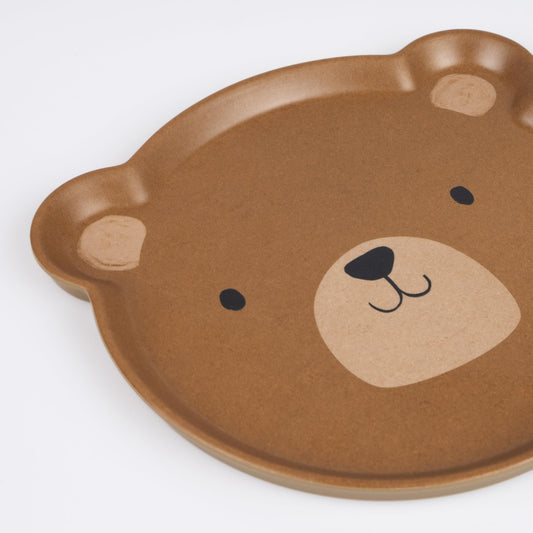 WOODLAND BEAR PLATE - REUSABLE ; MERI MERI