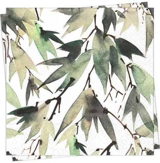 Watercolour Leaves Green Napkin