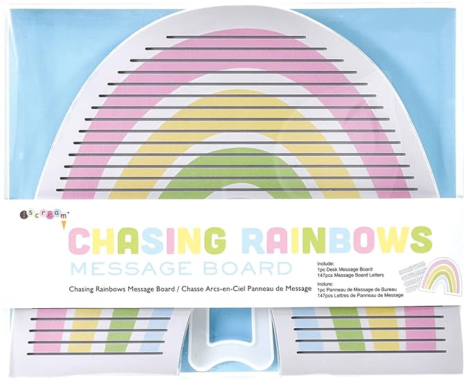 Pastel Rainbow Shaped Message Board with 147 Letters and Numbers