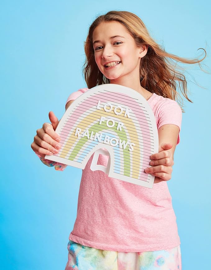 Pastel Rainbow Shaped Message Board with 147 Letters and Numbers