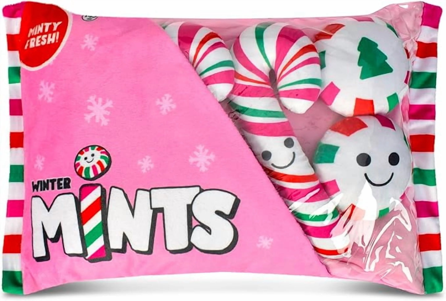 iscream Pretty Peppermints 17" x 10" Holiday Fleece Play Pillow Set with Embroidered Accents