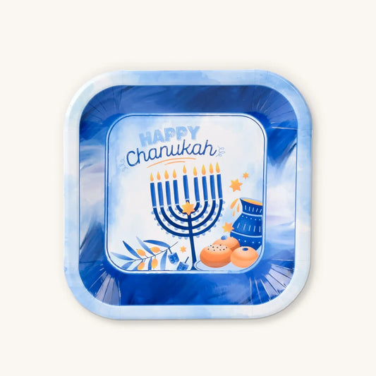 Chanukah Paper Plates 9" - Blue - 10 Pack