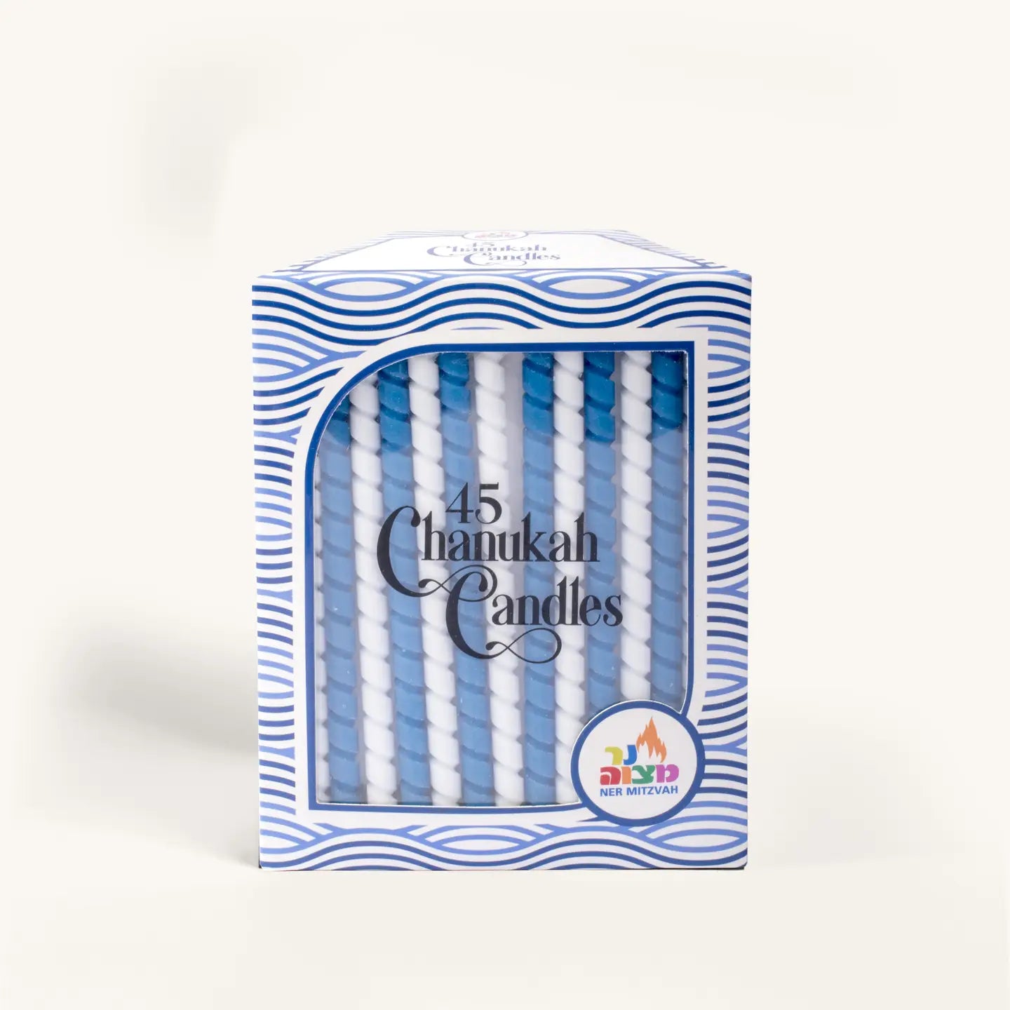 Chanukah Candles - Blue & White - Spiral - 45 Pack