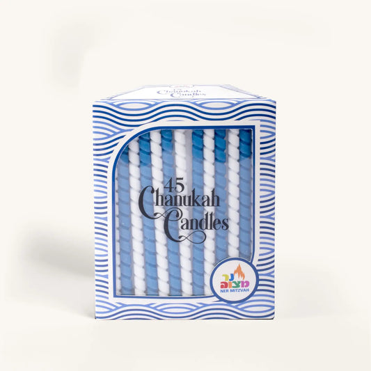 Chanukah Candles - Blue & White - Spiral - 45 Pack