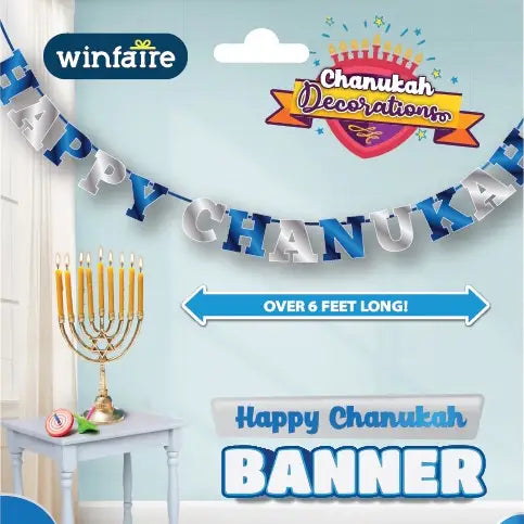 Chanukah Metallic Banner - 9.5" X 45" - English