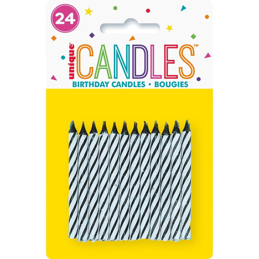 Black Spiral Candles, 24 Count