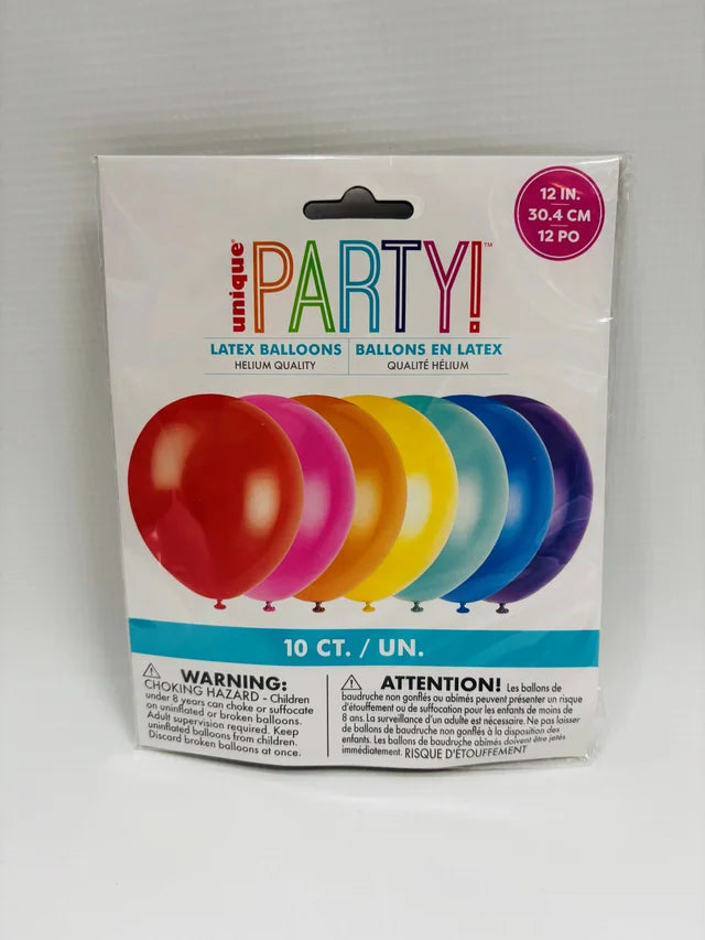 Air filled balloons - bright colours 10 ct