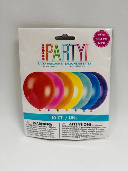 Air filled balloons - bright colours 10 ct