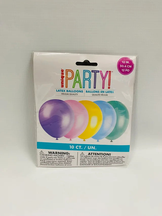 Air filled balloons - pastel colours 10 ct