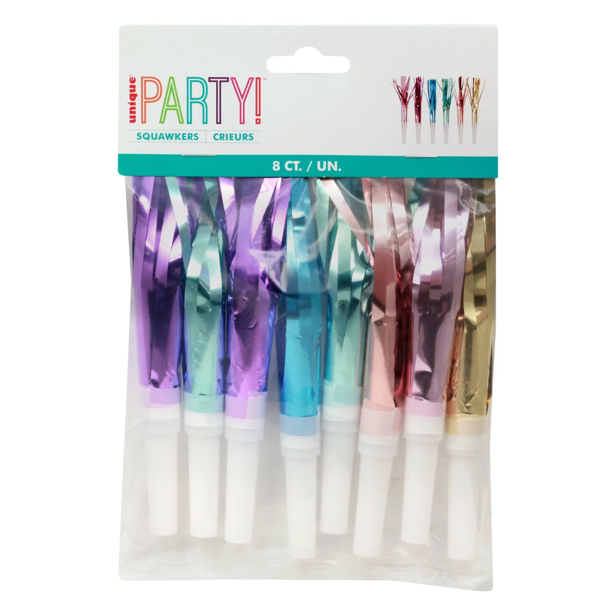 UNIQUE ASSORTED COLOR FOIL PARTY SQUAWKERS
