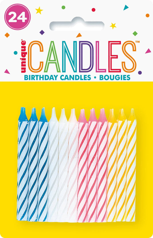 24 Birthday Candles Multi color 2.5in 24 ct