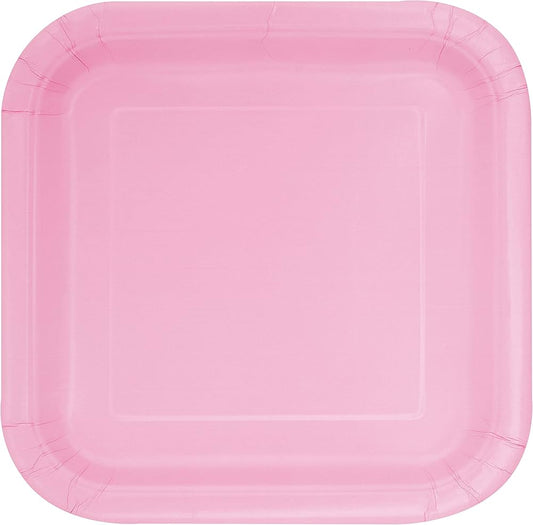 Eco-Friendly Square Paper Plates - 17.8 cm - Baby Pink Colour - 16 Count
