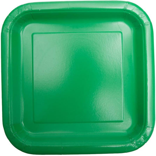 Square green emerald dinner paper plate