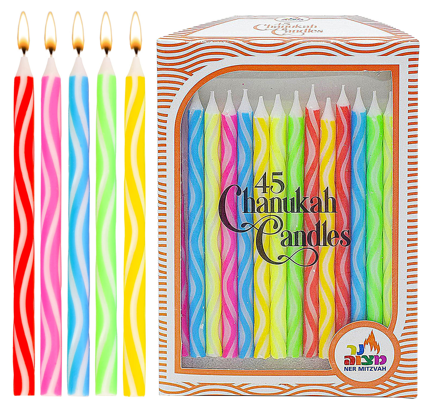 MULTICOLOR LINED CANDLES: Circular lined indentations add visual embellishment to these multicolor candles.
