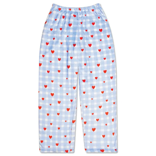 Gingham heart plush pants