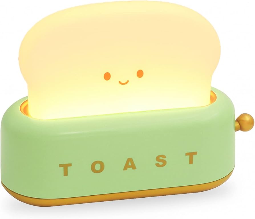 Cute Toast Night Light, LED Dimmable Bread Light with Timer, Sleep Lamp for Bedside Decorations