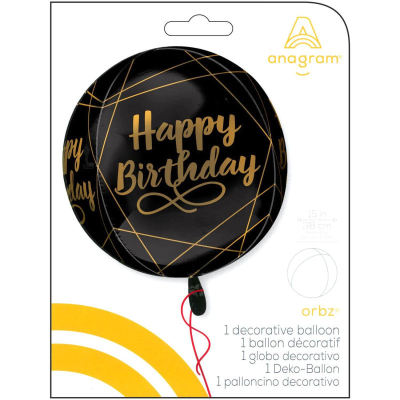 Happy birthday golden Orbz foil balloon
