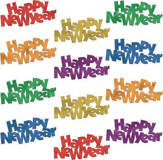 Colorful Plastic Jumbo Happy New Year Confetti Decorations Holiday Table Décor