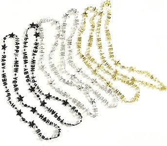 Happy New Year Bead Necklace - 6 Assorted Colors (Each)
