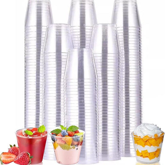 100 Crystal Clear Plastic Shot Glasses 1oz, Mini Disposable Cups for Wine Tasting, Condiments, and Party