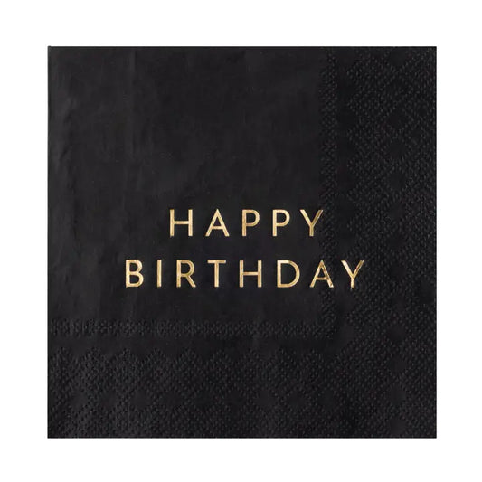 Black Noir Happy Birthday Cocktail Napkins