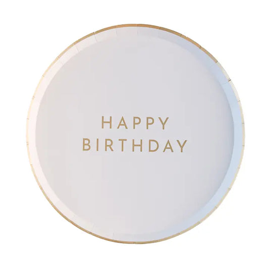 White & Gold Signature Happy Birthday Small Plates