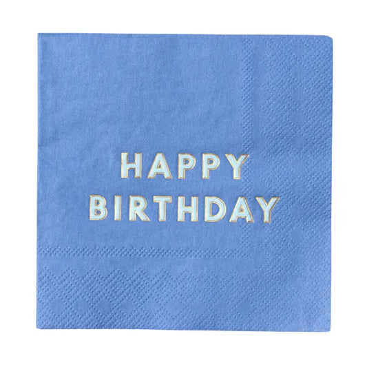 Palisades Blue Signature Happy Birthday Cocktail Napkins
