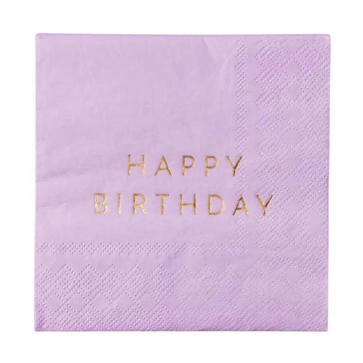 Lilac Happy Birthday Cocktail Napkins
