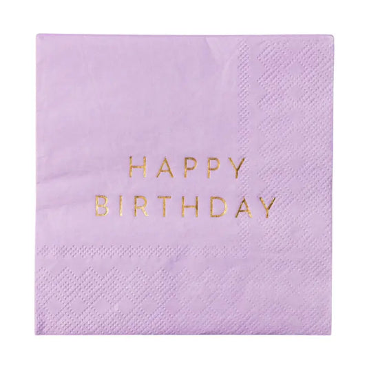 Lilac Happy Birthday Cocktail Napkins