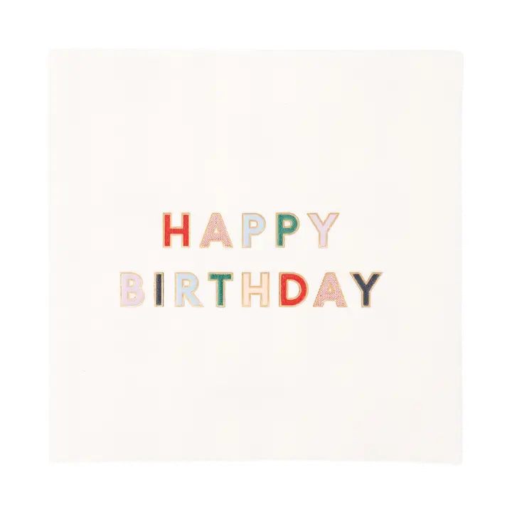 Blanc White Signature Happy Birthday Cocktail Napkins