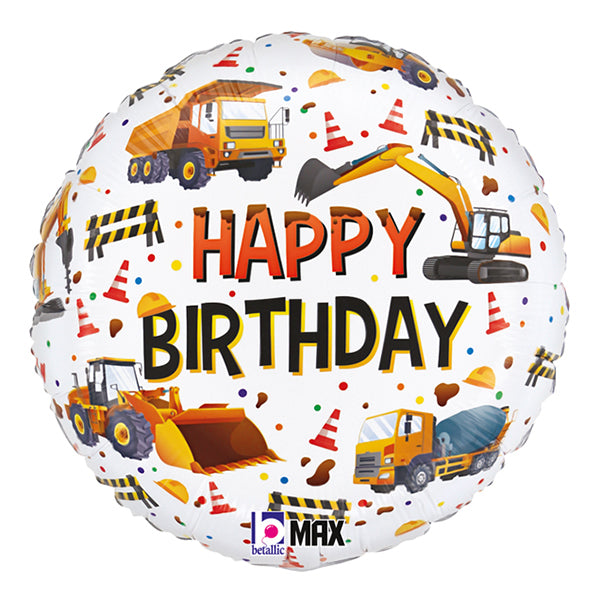 Happy Birthday Construction Equipment Foil Balloons