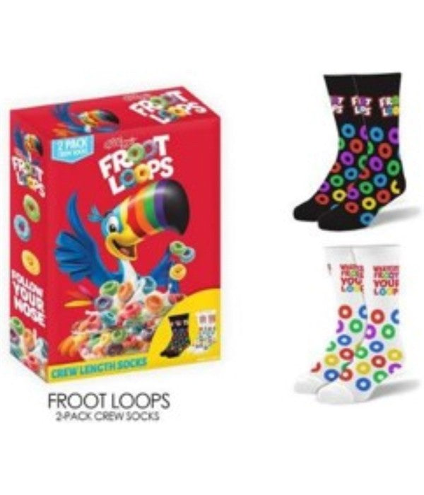 FROOT LOOPS  -  2 PAIRS OF THEMED CREW SOCKS