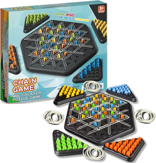 Chain Triangle Chess Game, Engaging Triggle Rubber Band Strategy Game