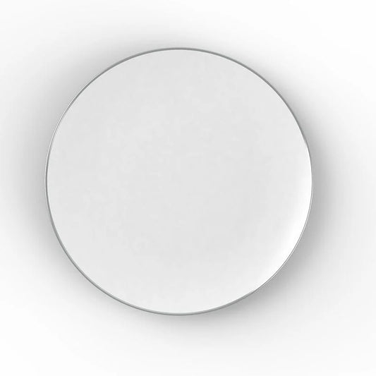 White and Silver Round Plastic Plates | 10 Pack