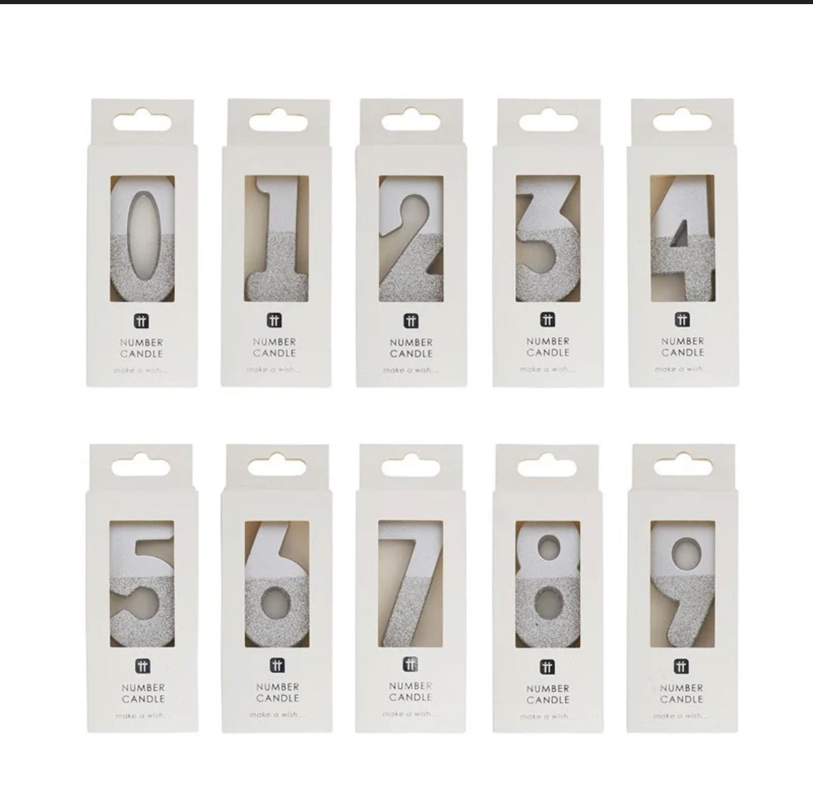 SILVER GLITTER NUMBER CANDLE