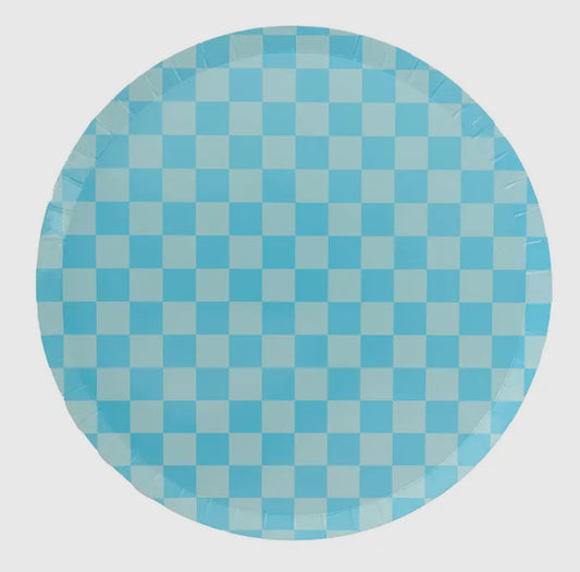 Blue Checkered Dinner Plate