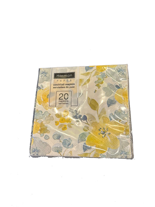 Blue Floral Cocktail Napkin