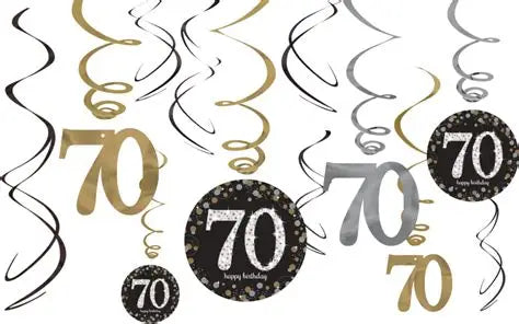 70th birthday swirl decorations