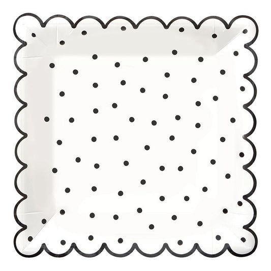 Polka Dot Scalloped Paper Plates