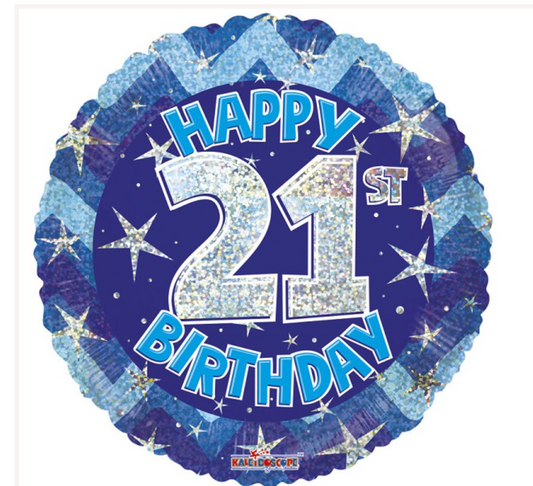 Happy 21st birthday balloon blue